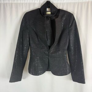 White House Black Market Metallic Black Blazer size:2